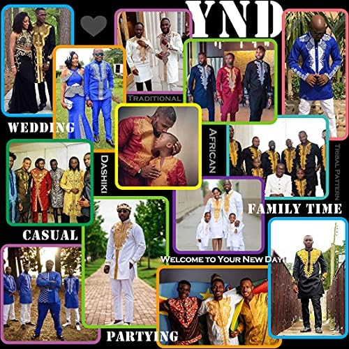 Мъжки комплект YND от 2 теми, Африканска облекло дашики и Панталони, Риза със Златен принтом