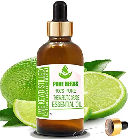 Етерично масло Pure Herbs Key Lime (Дистиллированное) (Citrus aurantifolia) Чисто и Натурално Терапевтични 15 мл с Капкомер