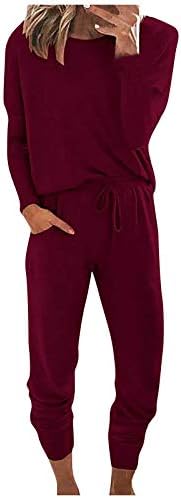 Дамски дрехи за почивка Shakumy от две части, Пуловери, с кръгло деколте и Дълъг ръкав, Потници и Дълги Панталони, Спортни