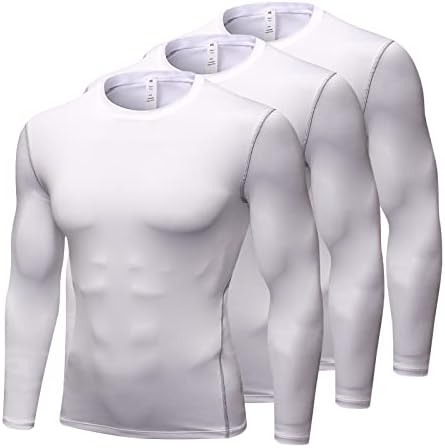 ABTIOYLLZ 3 Опаковки Мъжки Компрессионных Блузи С дълъг ръкав, Спортни Тренировочная Риза, Спортни Тениски Основно ниво на