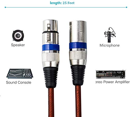 Yuyaokk 2 елемента 25-Крак Микрофон, кабел, Двойка Микрофонных кабели /XLR-XLR кабел, 25-Крак XLR-штекерный XLR кабел