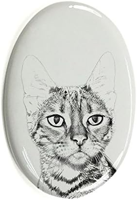 Арт Дог Оод. Котка Тойгер, Овално Надгробен камък от Керамични плочки с Изображение на котка