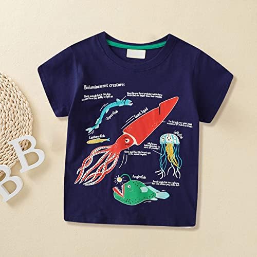 Тениска с къс ръкав на базата на космически кораб за момчета с Картина на Морски живот, Детска Мъжка Тениска Средна и Малка засаждане