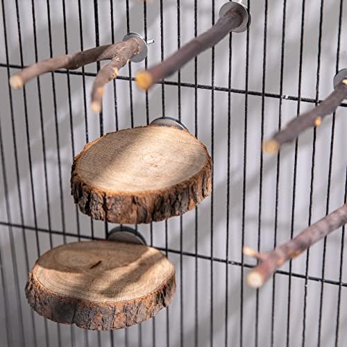 Deloky 8 БР. Поставка за Птичи Костур от Естествено Дърво-Дървена Поставка За Папагал-Платформа за Клетки, Аксесоари