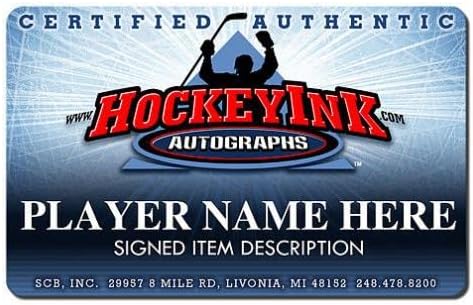 ХЕНРИК ЗЕТТЕРБЕРГ подписа шайбата шампиони на Купа Стенли 2008 Детройт Ред Уингс - за Миене на НХЛ с автограф