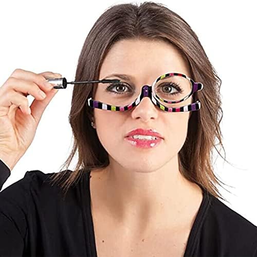 LJCZKA Увеличителни Козметични Грим, Очила За Четене Читатели Флип Въртящи се Лещи на Очила за Жени