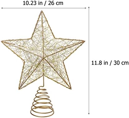 Angoily Златна Звезда Коледно Дърво Topper Звезда Със светлини работещи На Батерии Декоративна Коледна Елха Topper