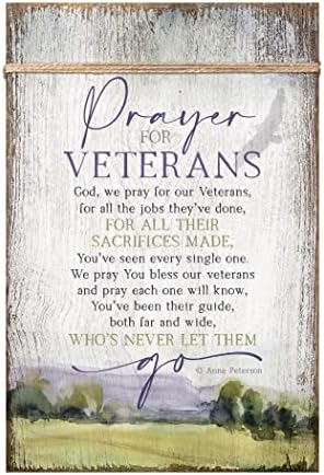 Дървена табела DEXSA Prayer for Veterans - Произведено в САЩ - 6 x 9 - Стилна Вертикална рамка За украса на