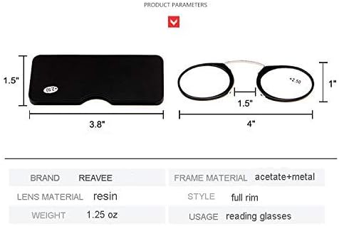 REAVEE 2 Опаковки Зажимающих Носа Безрукавных Очила за Четене без да е Виска, Тънък джоб Ридеры, Тънки, с мини Преносим Калъф