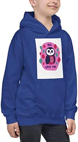 Hoody Owl Love You Kids с качулка (среден размер, кралско синьо)