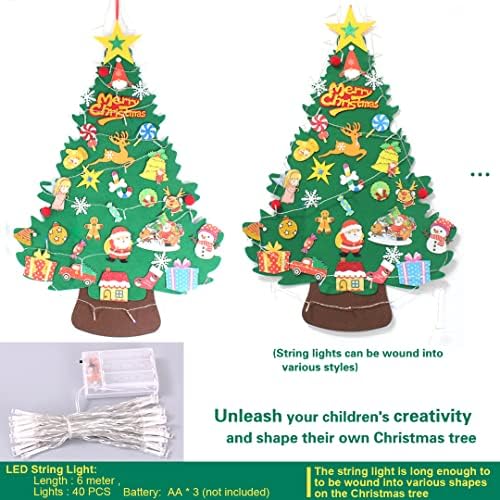 Обновете Коледна Украса, Коледна Елха от филц Направи си сам за деца с Декоративни Детайли, Определени Пластове Детски