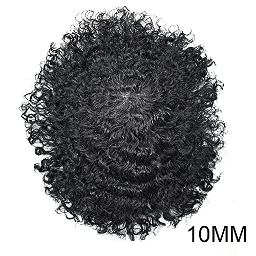 Мъжка перука от сплетени косми За черните мъже, Къдрава Перуки, изработени От бразилски истински човешки коси,