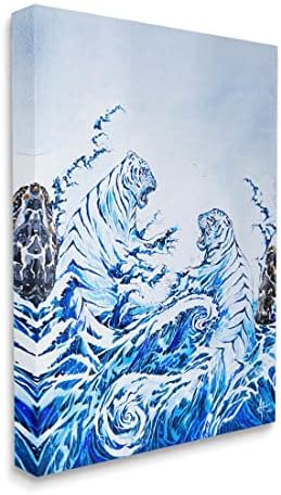Stupell Industries Дуэльные Тигри Океанските вълни Платно на Стенно Изкуство, Дизайн Марка Алланте