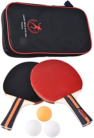 DEALPEAK 2 елемента Професионална Бита за Тенис Обучение на Ракета за Пинг-Понг, Определени с Преносима Чанта и 3 Топки