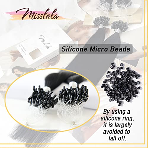 [Комплект] Misslala 16-инчов косата Microlink Коси 50 г / 50 + 18-инчов Натрупване на човешки Косъм Микро