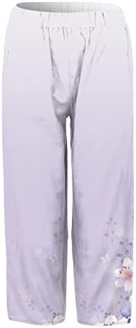 MIASHUI Плюс Размера на Спортни Панталони Женски С градиентным Цветисти Принтом Свободни Еластични Памучни Скъсяване на