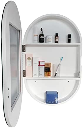 Комплекта SDK Овални Огледални шкафове за баня, 20 инча x 31 инча, монтиран на стената Огледален шкаф от масивно