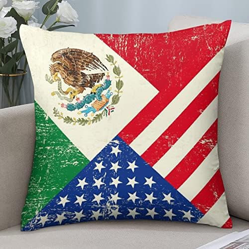 Флаг на САЩ и Мексико, Комплект от 2 покрива възглавница, Квадратни Калъфки за мека мебел, Спални, Автомобили,
