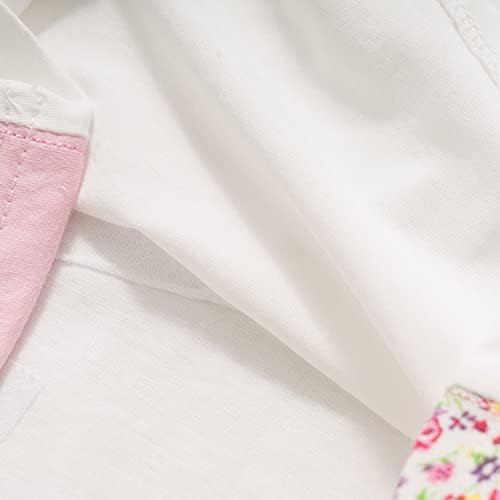 SUGARAIN/ Тениски със Заек За Малки Момичета, Детски Великденски Тениска С Къс Ръкав И Рюшами, Сладки Памучни