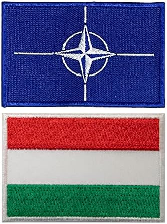 Нашивка A-ONE в снимки член на НАТО от гореща кожа + Нашивка с унгарското флага, Реколта нашивка, Борба с нашивка,