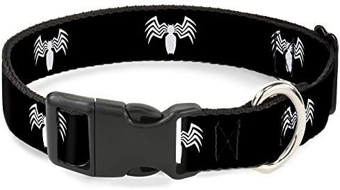 Котешки Нашийник с Логото на Breakaway Venom Spider Черно-Бял от 9 до 15 см и Ширина 0,5 инча