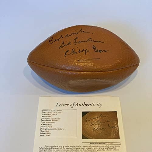 РЯДКО Футболна топка с автограф на Сид Лакмана, подписана през 1960-те години Chicago Bears JSA COA - Футболни топки с автографи