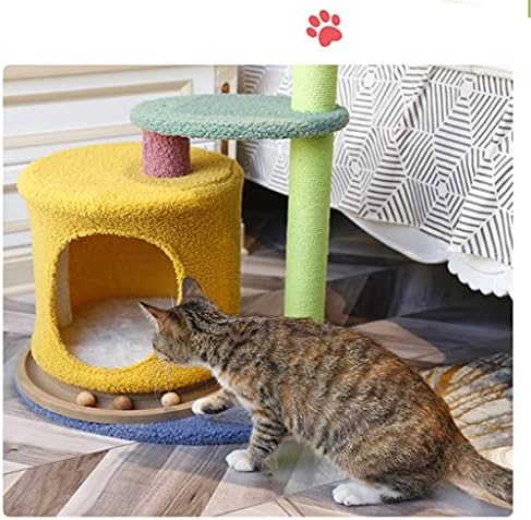 SLATIOM Cats Nest Въртяща се Маса, Многофункционални Развлекателни Котки стена за катерене, Four Seasons Сезал
