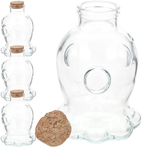 OUNONA 4 бр. Стъклени Бутилки с Корк Корк Прозрачни Чаши Контейнер За Съхранение на Реколтата, Стъклени Буркани за Декоративно