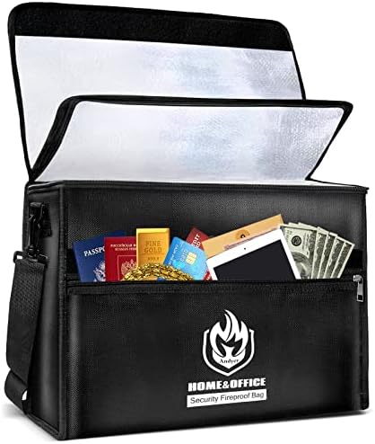 Пожар чанти за документи X-Large 17 x12 x 6, Два Джоба, Пожароустойчива скоростна [С топлоизолация], Напълно