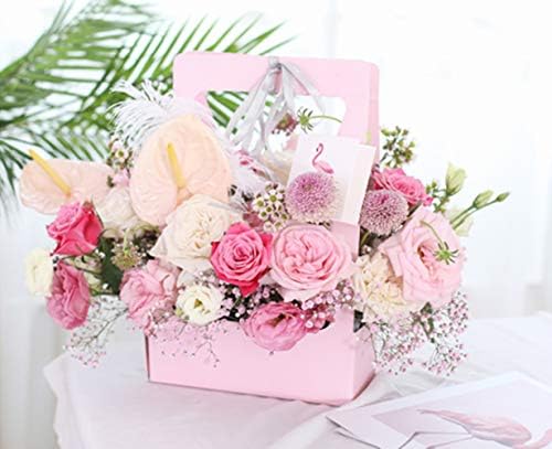 Подаръчни торбички от крафт хартия BBJ за Букета цветя, Опаковъчен пакет за Флористического Букет с дръжка, 5 бр (розов)