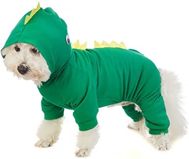 Костюм на Динозавър за кучета Impoosy, Зелени дрешки за домашни любимци, Блузи с Дракон за Малки Кучета (M)