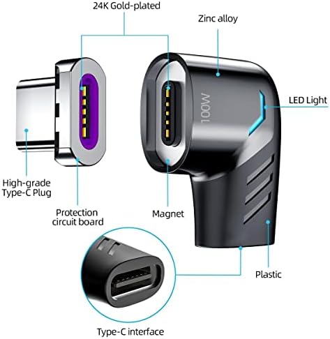 Адаптер BoxWave, който е Съвместим с Oppo Enco X2 - Ъглов адаптер MagnetoSnap PD, Адаптер за зареждане под