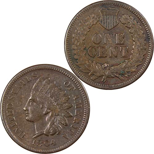 1864 L Индийски Цент, формата на главата VF Много тънък Бронзов пени 1c Инв монети на САЩ: I359