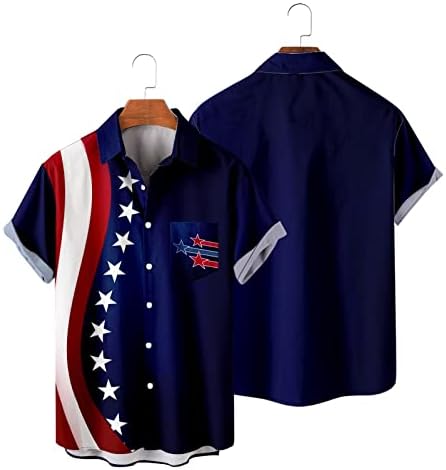 Летни Ризи за Мъже, Мъжки Флаг на Деня на Независимостта, 3D Дигитален Печат, Персонални Модерен Боди Копчета с Ревери