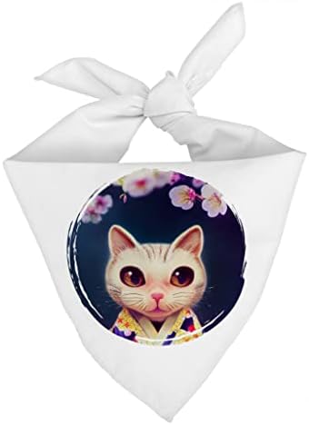 Скъпа шарена Кърпа за домашни любимци с фигура на Котка на аниме - Kawaii Dog Bandana - Шал За домашни любимци