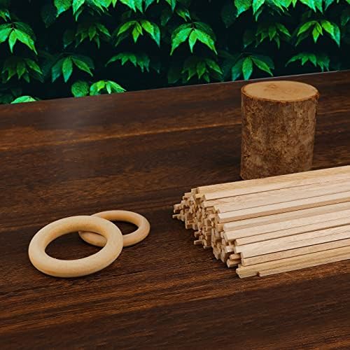 AIEX 150шт 12-инчови Пръчки от балса дърво, Квадратни Контакти от естествена дървесина Непълни Дървени Ленти