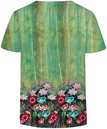 Момичета С Къс Ръкав Vneck Памук Цвете Графичен Всекидневна Блуза, Тениска Лято Есен Риза за Жени VZ VZ