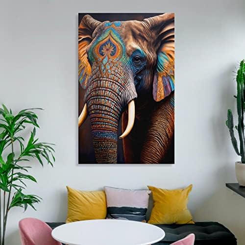 Снимка на Художествен Плакат Колоритен Африкански Слон Домашен Стенен Стенен Декор Художествени Картини на Платно Стенен