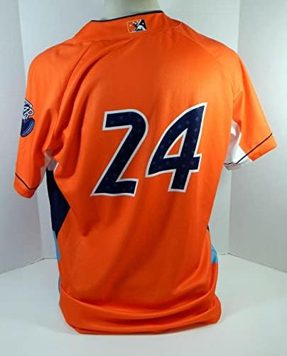 Мач на звездите на Лигата на Средния Запад 2020 Източна екип №24 Пусна Оранжевата Фланелка 93 - Използваните тениски
