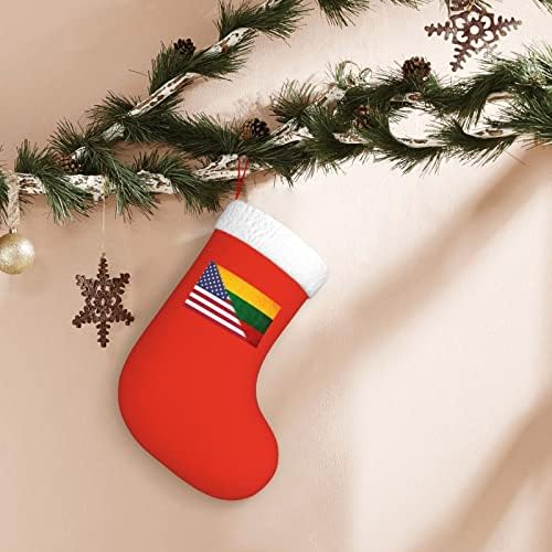 TZT Американски Флаг и Стария Литовски Флаг Коледни Чорапи, Подаръци за Коледно парти за семейни Празнични украси 18 Инча