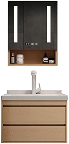 Комплект мебели за баня FIFOR от 3 теми, монтиран на стената Тоалетка с огледало и 2 чекмеджета, Шкафче на стойка