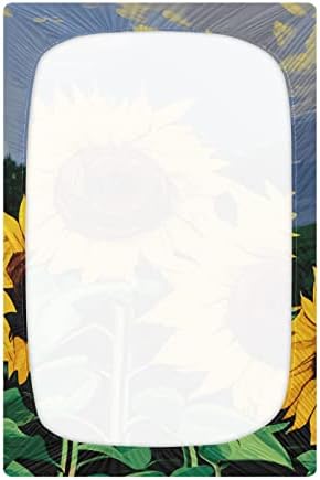 ALAZA Sunflower Flower Sunset Пищови, Кърпи за Бебешко креватче, Чаршаф за Момчета и Момиченца, Мини-Размер 39x27 инча