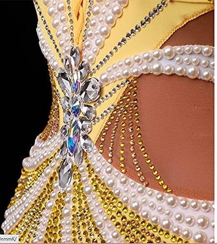 Колекция Shing - AB34 Нова Бална рокля за балните танци | Стандартно: Валс, Танго, Фокстрот - Сшитое на поръчка Жълто