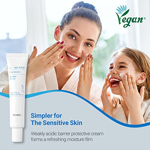 SCINIC The Simple Barrier Cream 1,35 течни унции (40 мл) | Крем за лице за Чувствителна и Раздразнена кожа | Балансиран за