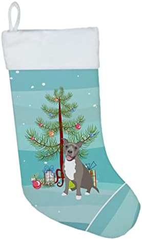 Съкровищата на Каролина WDK3101CS Питбул Синьо 1 Коледен Чорапи, Чорапи за висящи пред камината, Коледен