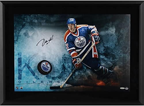 Яри Курри Едмънтън Ойлърс Със снимка на спиране размер 16 x 24 инча в рамка с автограф - Горната deca - Снимки на НХЛ с автограф