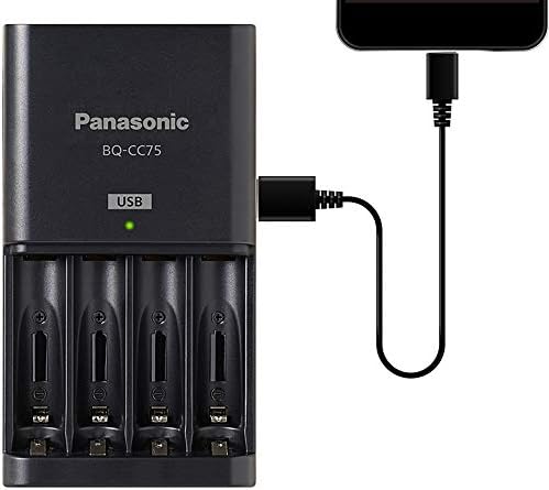 Зарядно Eneloop Panasonic с USB порт за зареждане и акумулаторни батерии с голям капацитет 4AA Pro и Предварително заредени