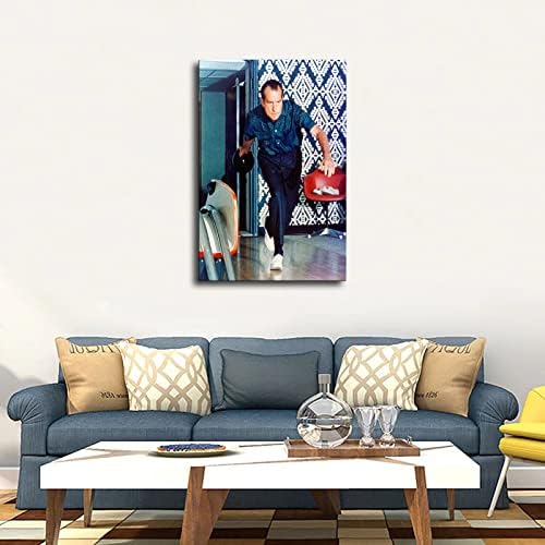 Плакат на бившия президент на САЩ Никсън в боулинге, Плакат, Произведение на изкуство, Начало Декор, Художествена печат,