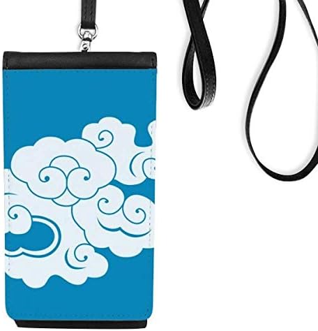 Култура на рисуване на Бял Облак Телефон в Чантата си Портфейл Окачен Мобилен Калъф Черен Джоба