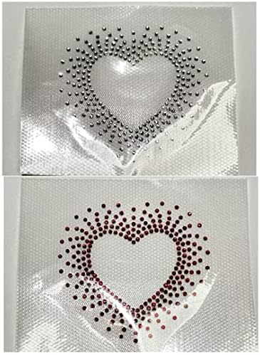 Комплект от 12 Сребърни и червени Пайети на Стразах размер на 2,5 на 2,5 инча във формата на сърце и Любов, Нашивка